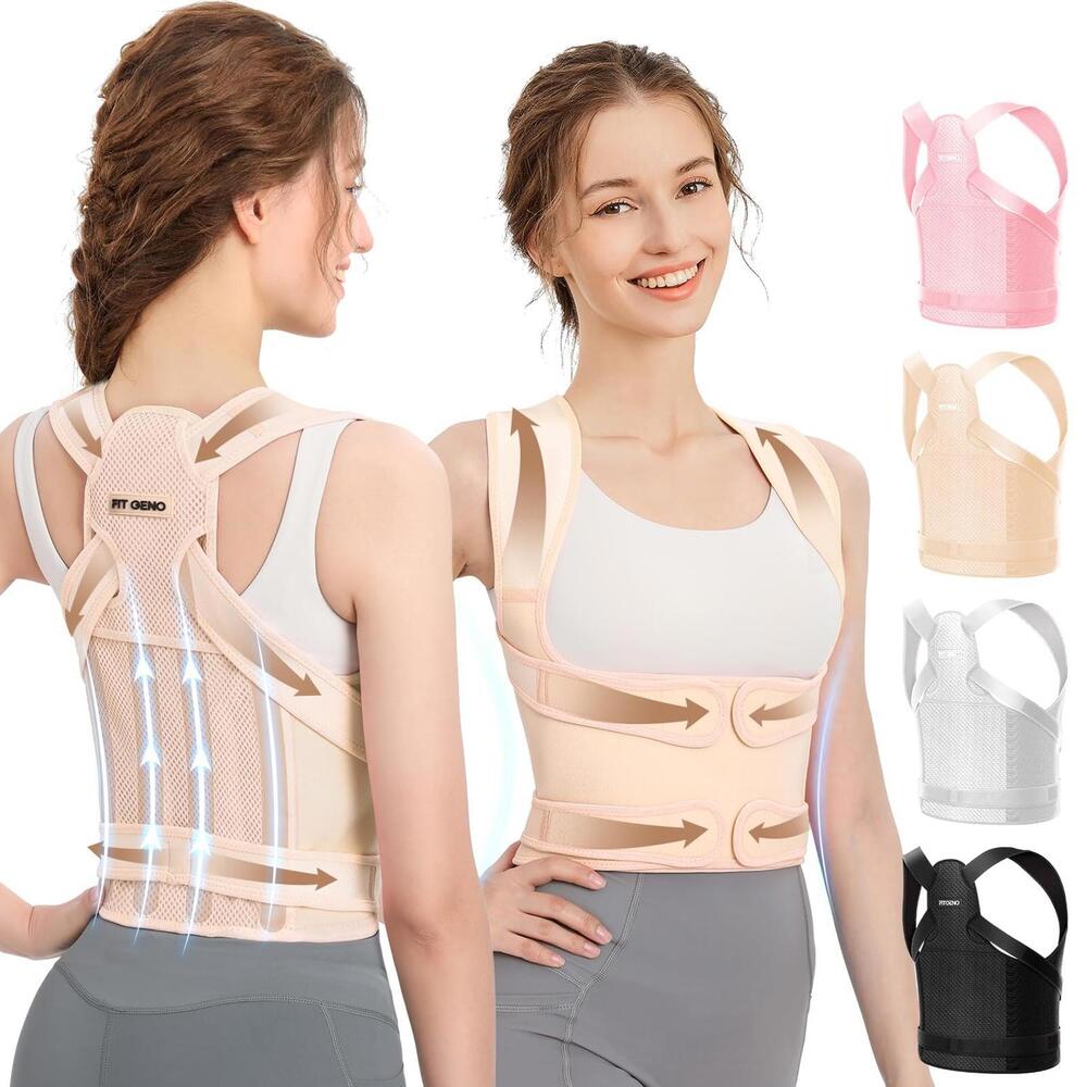 NIB Fit Geno Back Brace Posture Corrector Straightener for Pain Relief, M/L